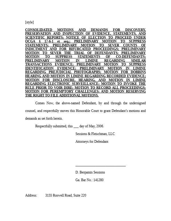 Consolidated Felony Discovery Motions &ndash; first page